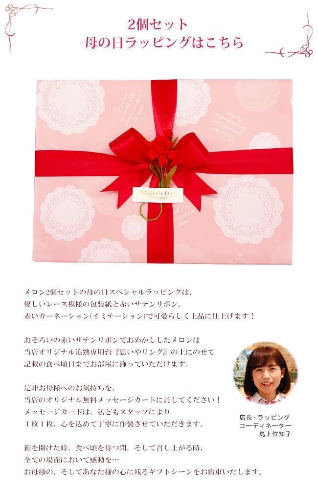 母の日 ラッピング 静岡クラウンメロン【白等級】2個セット